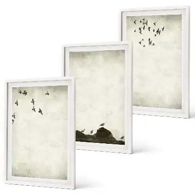 Juego de 3 cuadros diseño de pájaros voladores minimalistas