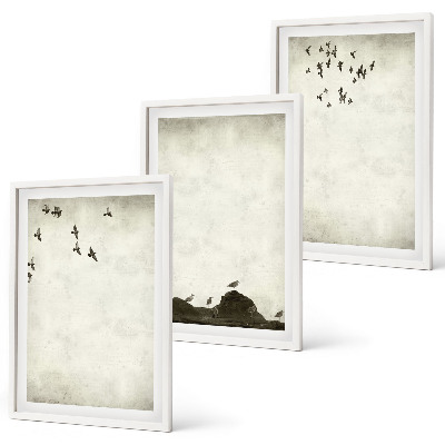 Juego de 3 cuadros Pájaros voladores Minimalismo