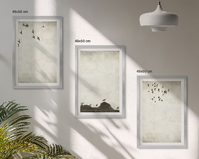 Juego de 3 cuadros Pájaros voladores Minimalismo