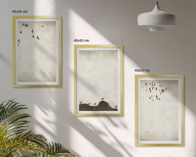 Juego de 3 cuadros Pájaros voladores Minimalismo