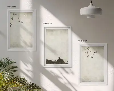 Juego de 3 cuadros diseño de pájaros voladores minimalistas