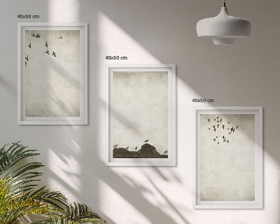 Juego de 3 cuadros Pájaros voladores Minimalismo