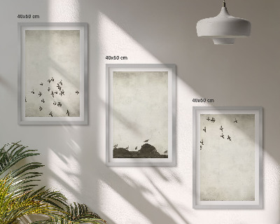 Set de 3 cuadros para salón Pájaros en vuelo al estilo minimalista