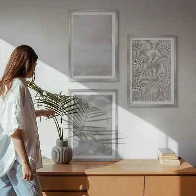 Set de 3 cuadros decorativos para salón con diseño de texturas minimalistas modernas