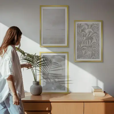 Set de 3 cuadros decorativos para salón con diseño de texturas minimalistas modernas