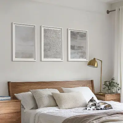 Set de 3 cuadros decorativos para salón con diseño de texturas minimalistas modernas