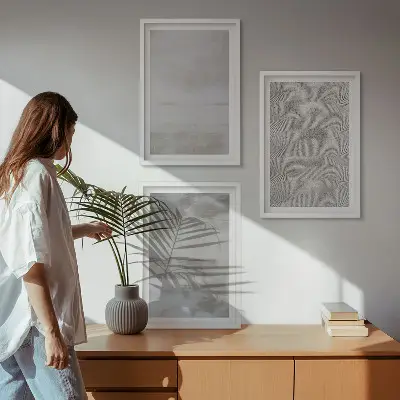 Set de 3 cuadros decorativos para salón con diseño de texturas minimalistas modernas