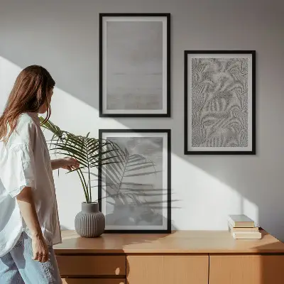 Set de 3 cuadros decorativos para salón con diseño de texturas minimalistas modernas