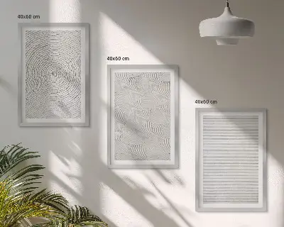 Juego de 3 cuadros con patrones geométricos de cartón