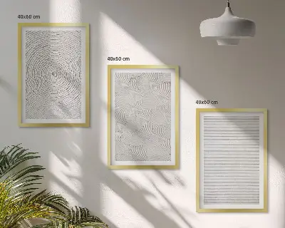 Juego de 3 cuadros con patrones geométricos de cartón