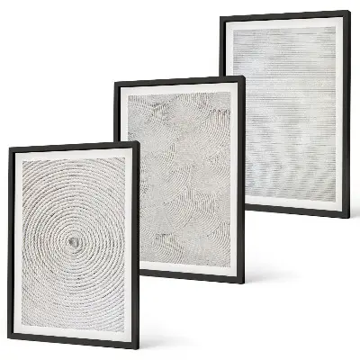 Juego de 3 cuadros con patrones geométricos de cartón
