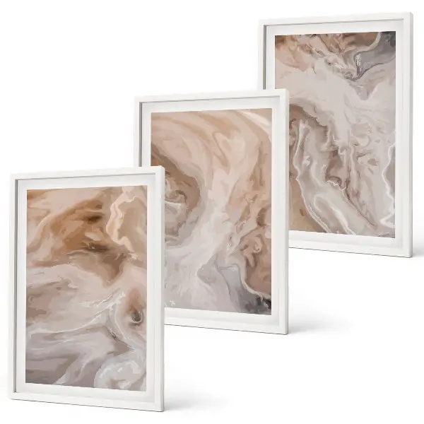 Set de 3 cuadros para salón con diseño de texturas abstractas de mármol