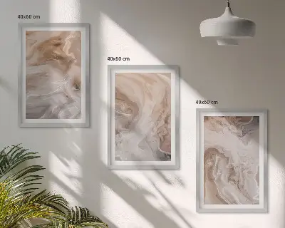 Set de 3 cuadros para salón con diseño de texturas abstractas de mármol