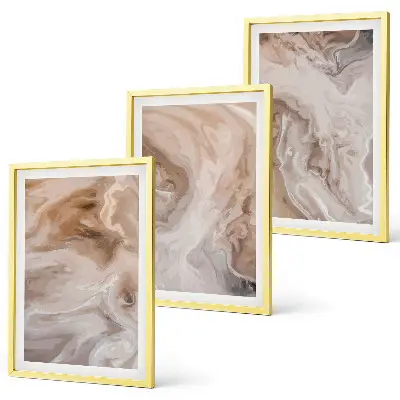 Set de 3 cuadros para salón con diseño de texturas abstractas de mármol