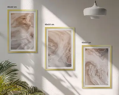 Set de 3 cuadros para salón con diseño de texturas abstractas de mármol
