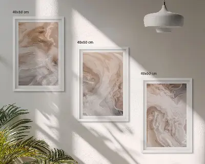 Set de 3 cuadros para salón con diseño de texturas abstractas de mármol
