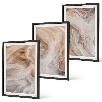 Set de 3 cuadros para salón con diseño de texturas abstractas de mármol