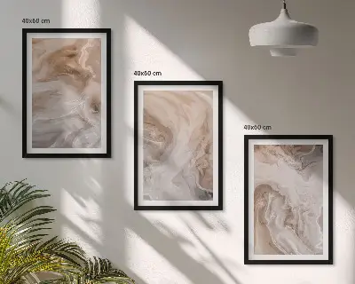 Set de 3 cuadros para salón con diseño de texturas abstractas de mármol