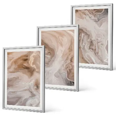 Set de 3 cuadros para salón con diseño de texturas abstractas de mármol
