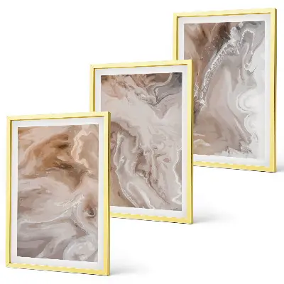 Juego de 3 cuadros con diseño de piedra de mármol abstracta