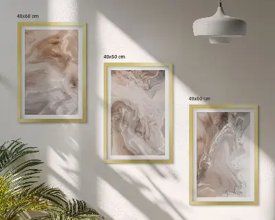 Juego de 3 cuadros con diseño de piedra de mármol abstracta