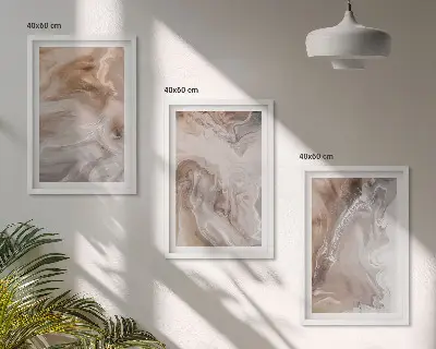 Juego de 3 cuadros con diseño de piedra de mármol abstracta
