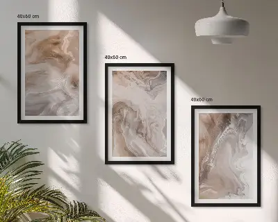 Juego de 3 cuadros con diseño de piedra de mármol abstracta