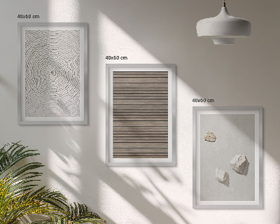 Set de 3 cuadros para salón Texturas naturales de madera y piedra
