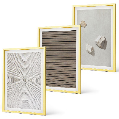 Set de 3 cuadros para salón Texturas naturales de madera y piedra