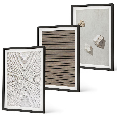 Set de 3 cuadros para salón Texturas naturales de madera y piedra