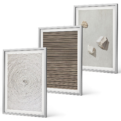 Set de 3 cuadros para salón Texturas naturales de madera y piedra