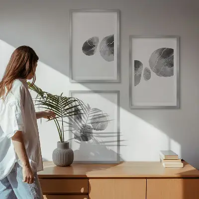 Juego de 3 cuadros con diseño de arte abstracto de salpicaduras de pintura