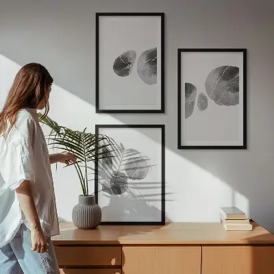 Juego de 3 cuadros con diseño de arte abstracto de salpicaduras de pintura