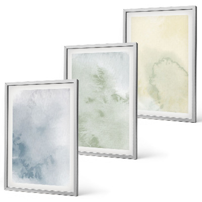 Set de 3 cuadros para salón Acuarelas en tonos pastel sobre lienzo.