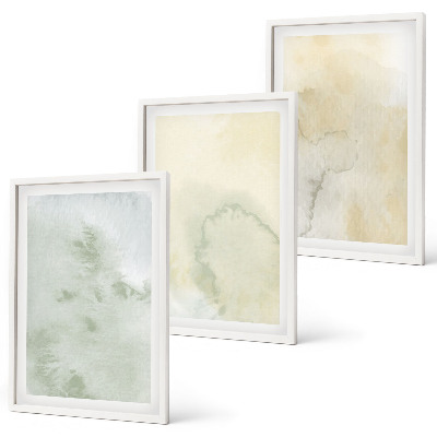 Set de 3 cuadros para salón Texturas de acuarela en tonos pastel