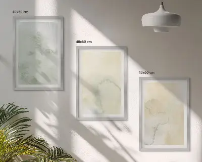 Set de 3 cuadros para salón con diseño de texturas de acuarela en tonos pastel