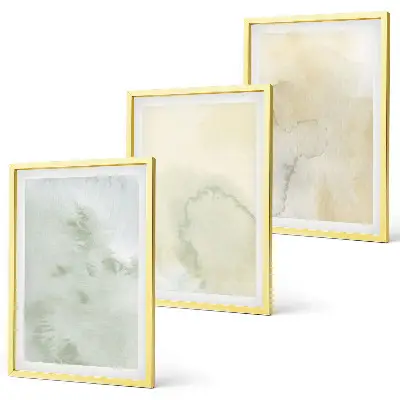 Set de 3 cuadros para salón con diseño de texturas de acuarela en tonos pastel