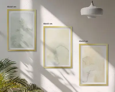 Set de 3 cuadros para salón con diseño de texturas de acuarela en tonos pastel