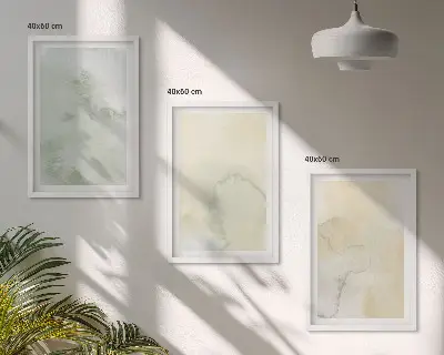 Set de 3 cuadros para salón con diseño de texturas de acuarela en tonos pastel