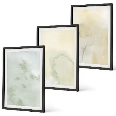 Set de 3 cuadros para salón con diseño de texturas de acuarela en tonos pastel