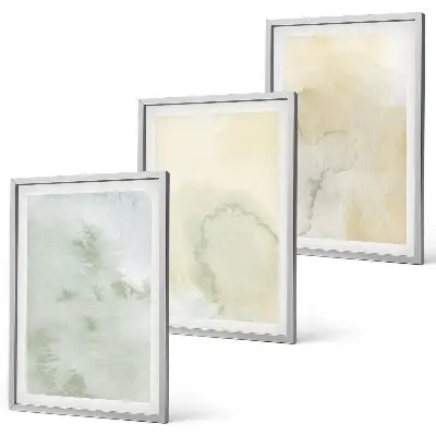 Set de 3 cuadros para salón con diseño de texturas de acuarela en tonos pastel