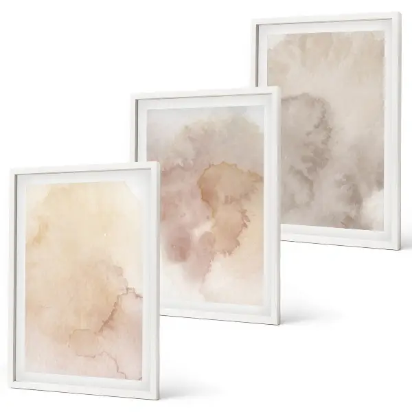 Juego de 3 cuadros diseño de texturas cálidas en acuarela pastel