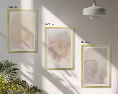 Juego de 3 cuadros diseño de texturas cálidas en acuarela pastel