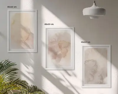 Juego de 3 cuadros diseño de texturas cálidas en acuarela pastel