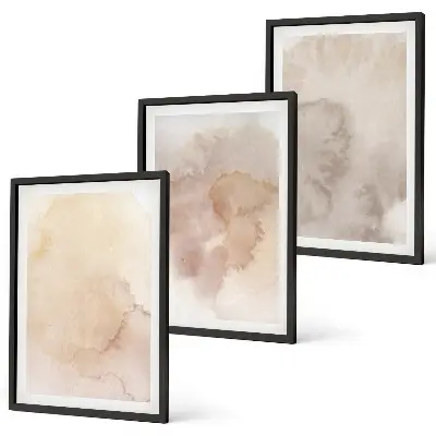 Juego de 3 cuadros diseño de texturas cálidas en acuarela pastel