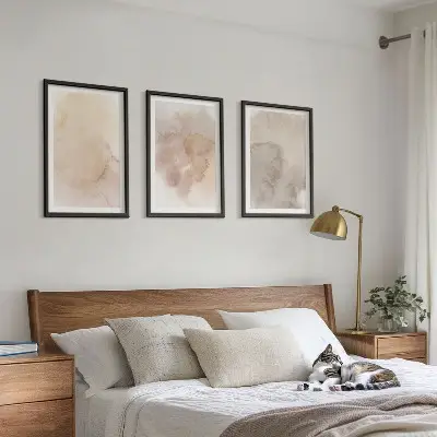 Juego de 3 cuadros diseño de texturas cálidas en acuarela pastel