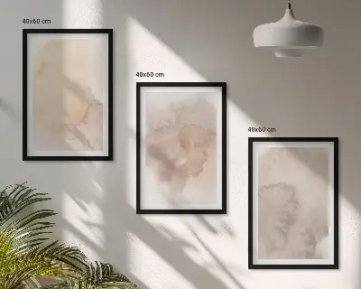 Juego de 3 cuadros diseño de texturas cálidas en acuarela pastel