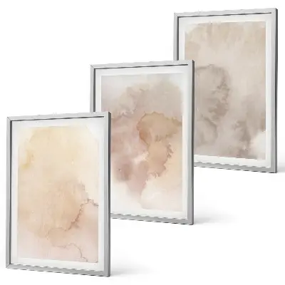 Juego de 3 cuadros diseño de texturas cálidas en acuarela pastel