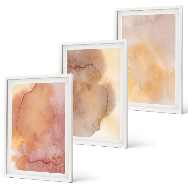 Set de 3 cuadros para salón Texturas cálidas y coloridas de acuarela