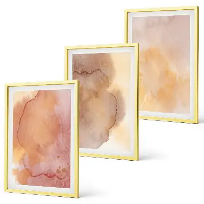 Set de 3 cuadros para salón con diseño de texturas cálidas y coloridas en acuarela